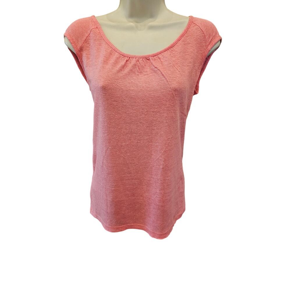 100% linen ann taylor sz XS pink summer layering  top blouse career cap sleeve